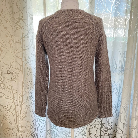 HELMUT LANG BROWN ALPACA WOOL CHUNKY KNIT ROUND NECK SWEATER - Picture 4 of 9